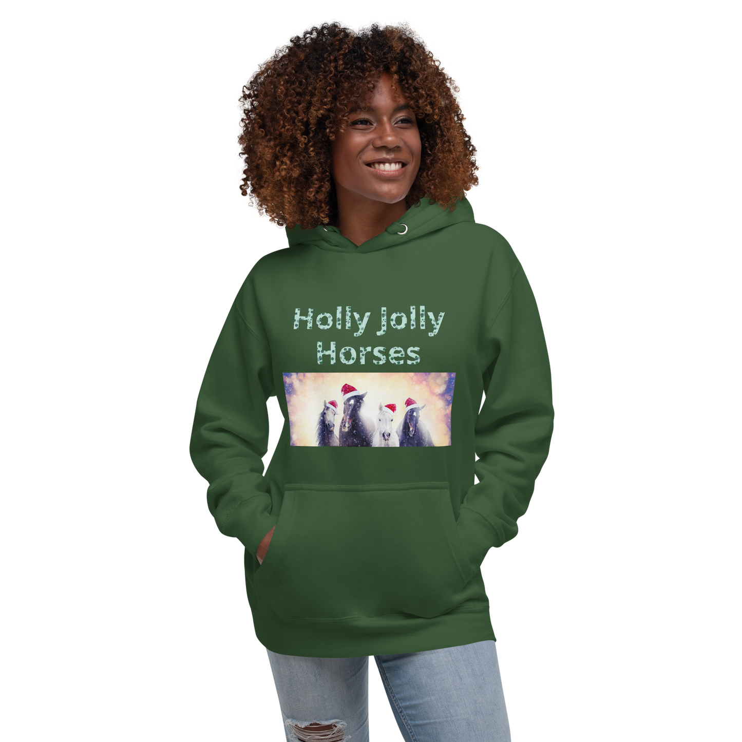 Holly Jolly Horses Unisex Hoodie