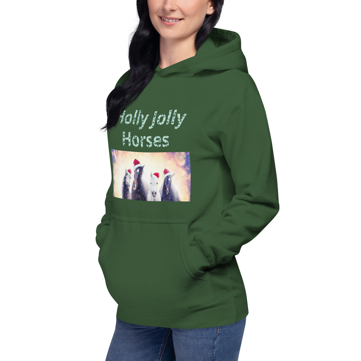 Holly Jolly Horses Unisex Hoodie