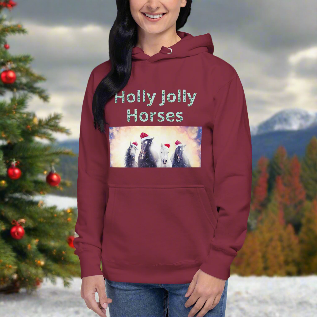 Holly Jolly Horses Unisex Hoodie