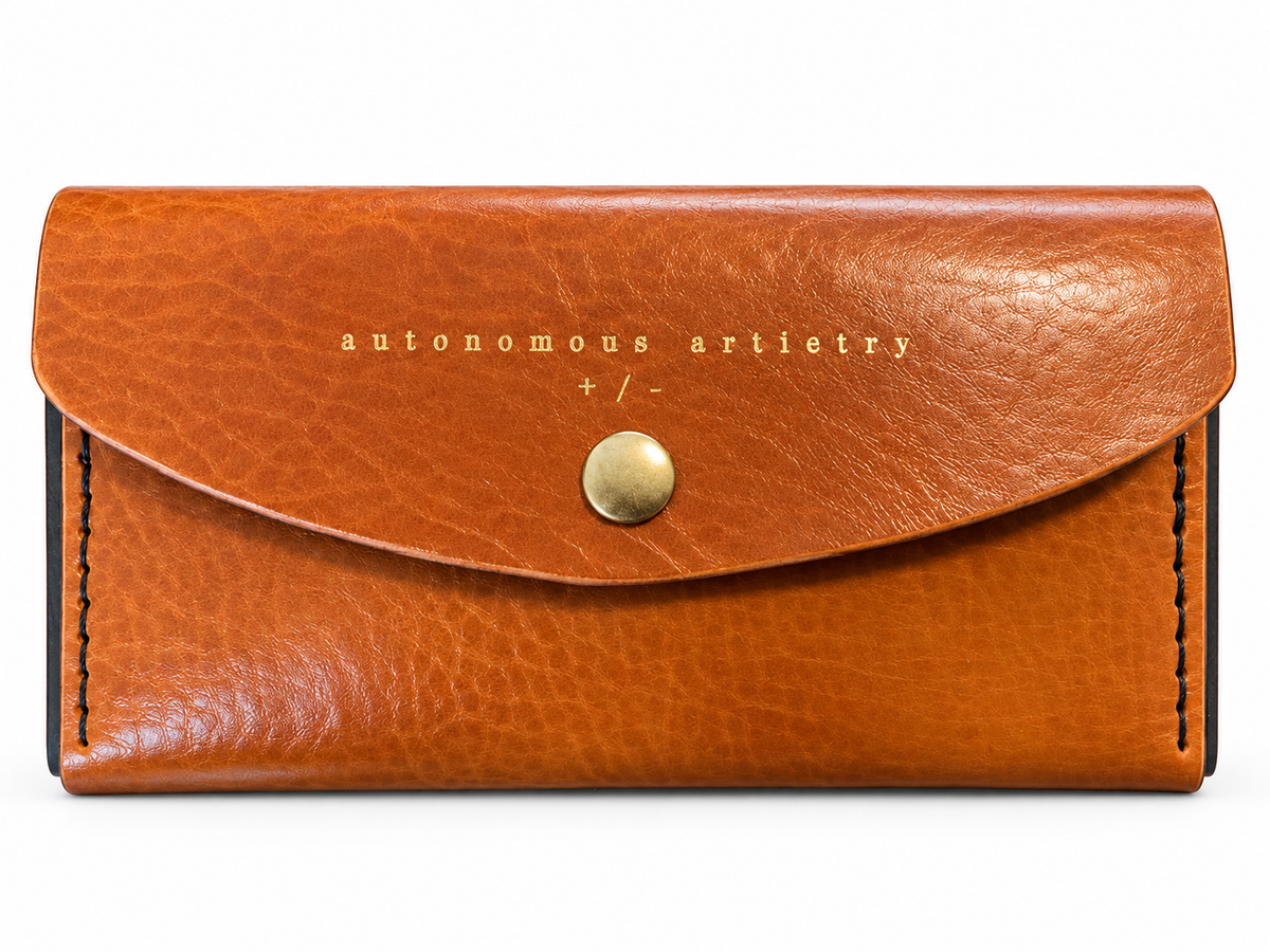 Handmade Italian Leather Equestrian Belt Phone Wallet – Cognac & Navy
