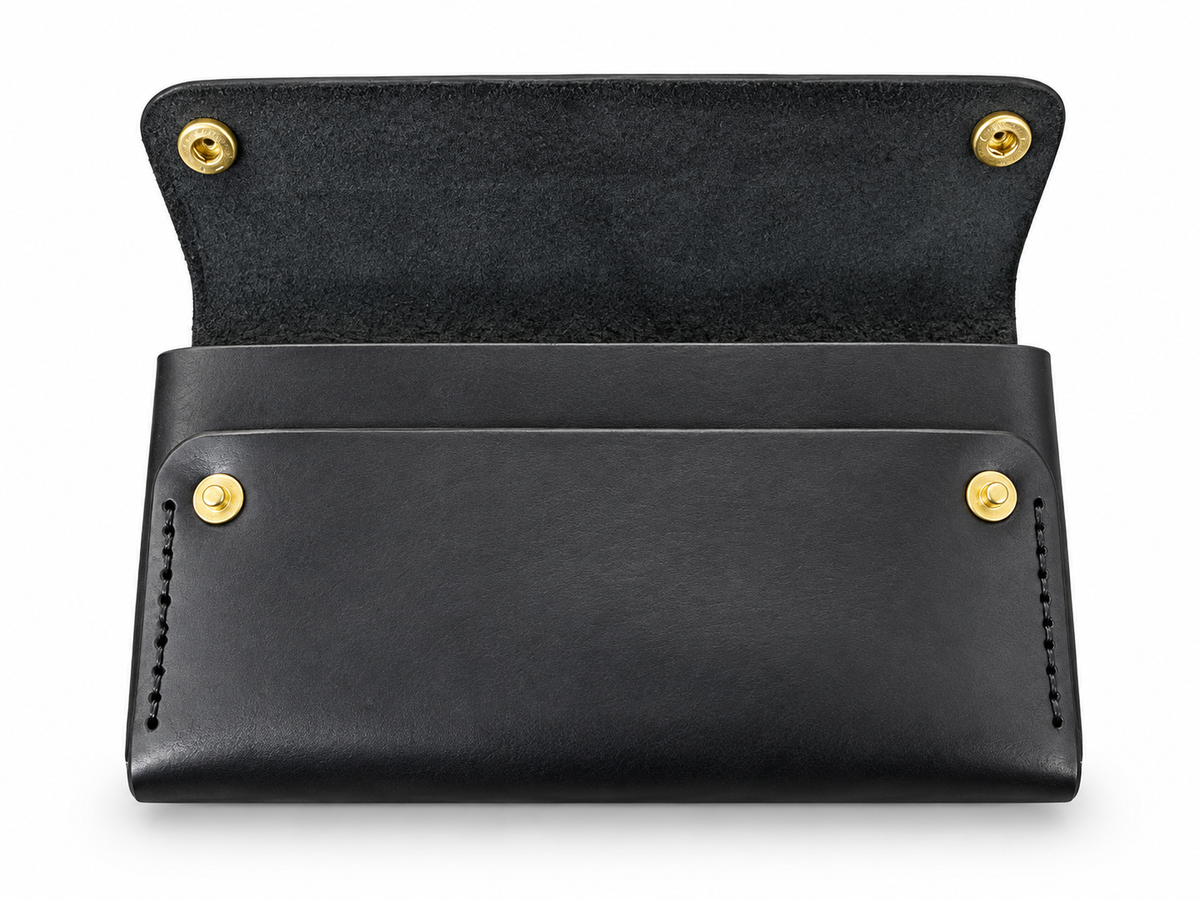 Handmade Italian Leather Equestrian Belt Phone Wallet – Classic Black