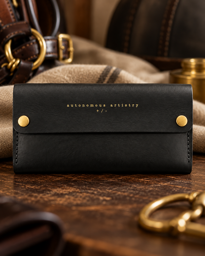 Handmade Italian Leather Equestrian Belt Phone Wallet – Classic Black