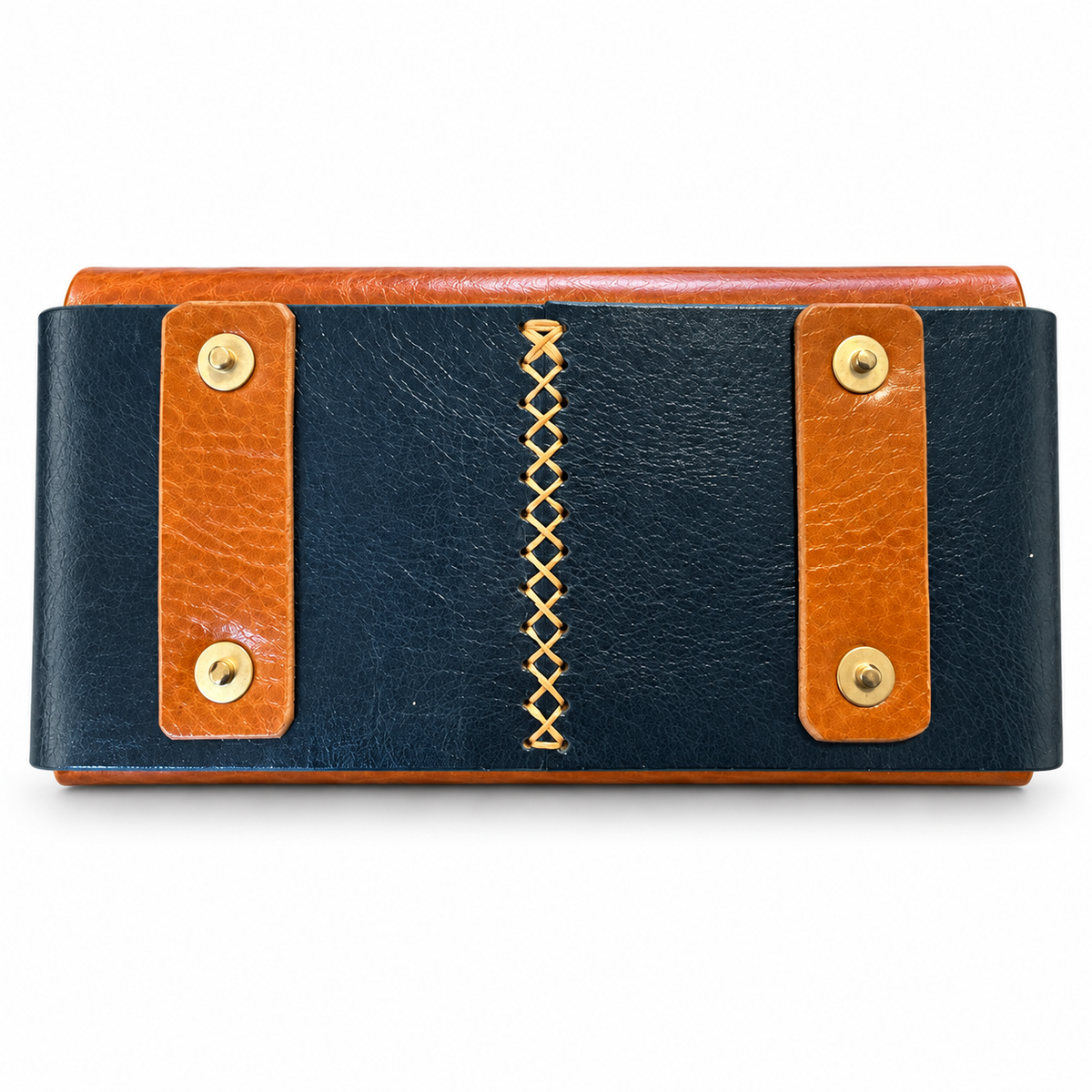 Handmade Italian Leather Equestrian Belt Phone Wallet – Cognac & Navy