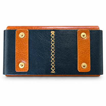 Handmade Italian Leather Equestrian Belt Phone Wallet – Cognac & Navy