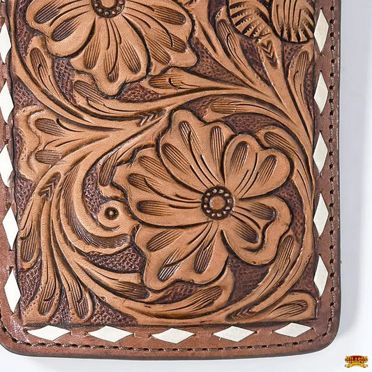 Stylish Hand Tooled Leather Smartphone Cell Phone Holder
