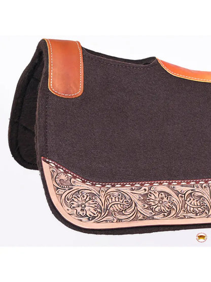 32" X 30" Western Wool Felt Horse Saddle Pad w/ Tooled Border