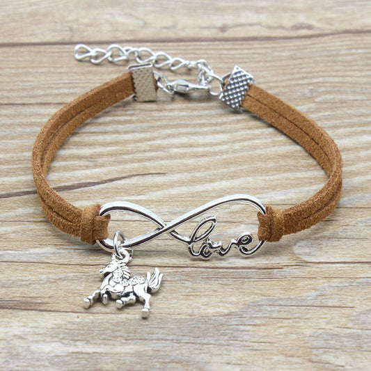 Love on the Go: Adjustable Horse Charm Suede Leather Bracelet