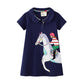 Equestrian Elegance: Girls Navy Blue Polo Dress