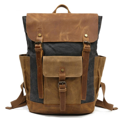 Rugged Vintage Style Leather Rucksack Backpack