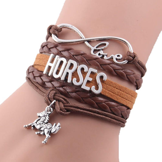 Infinite Love Horse Braided Leather Bracelet