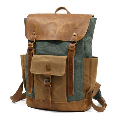 Rugged Vintage Style Leather Rucksack Backpack