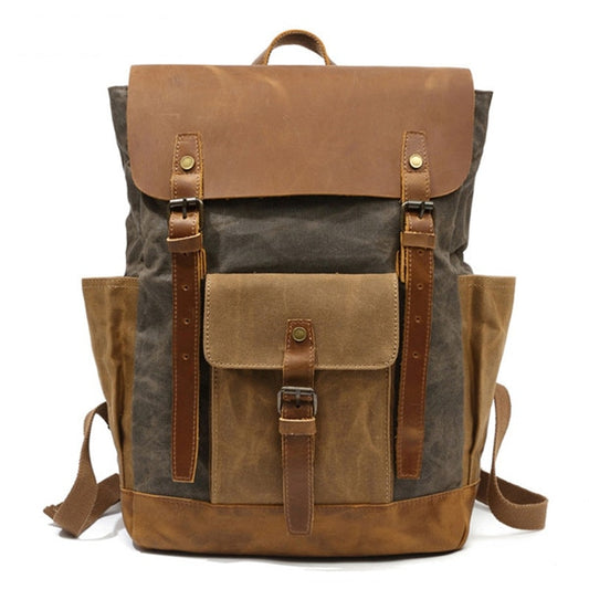 Rugged Vintage Style Leather Rucksack Backpack