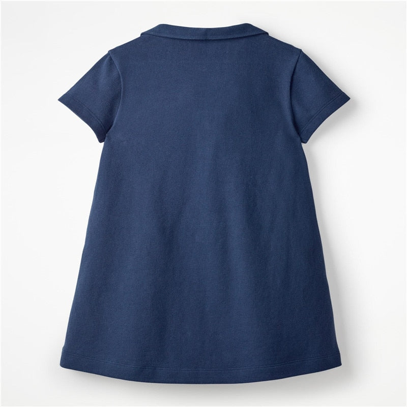 Equestrian Elegance: Girls Navy Blue Polo Dress