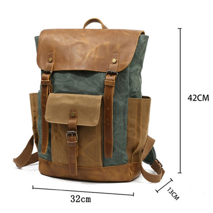 Rugged Vintage Style Leather Rucksack Backpack