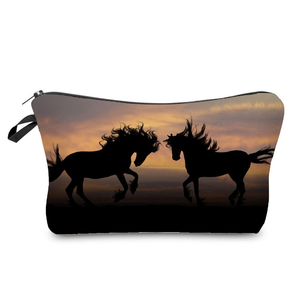 Horse Print Makeup Bag/ Cosmetic Bag/ Pencil Bag