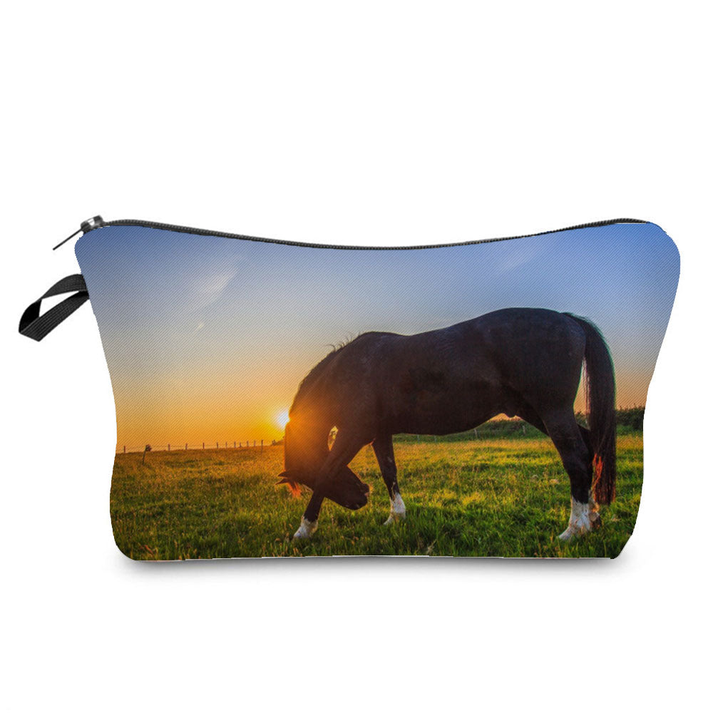 Horse Print Makeup Bag/ Cosmetic Bag/ Pencil Bag