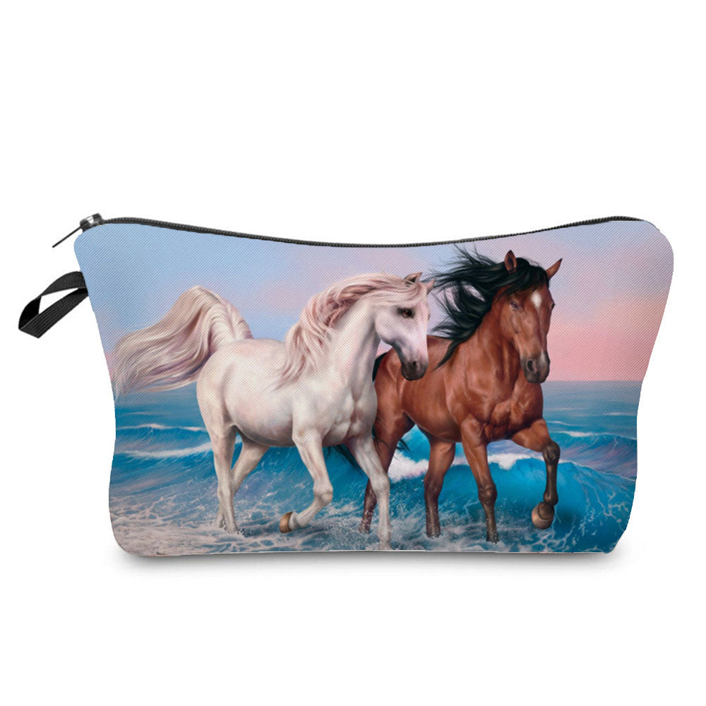 Horse Print Makeup Bag/ Cosmetic Bag/ Pencil Bag