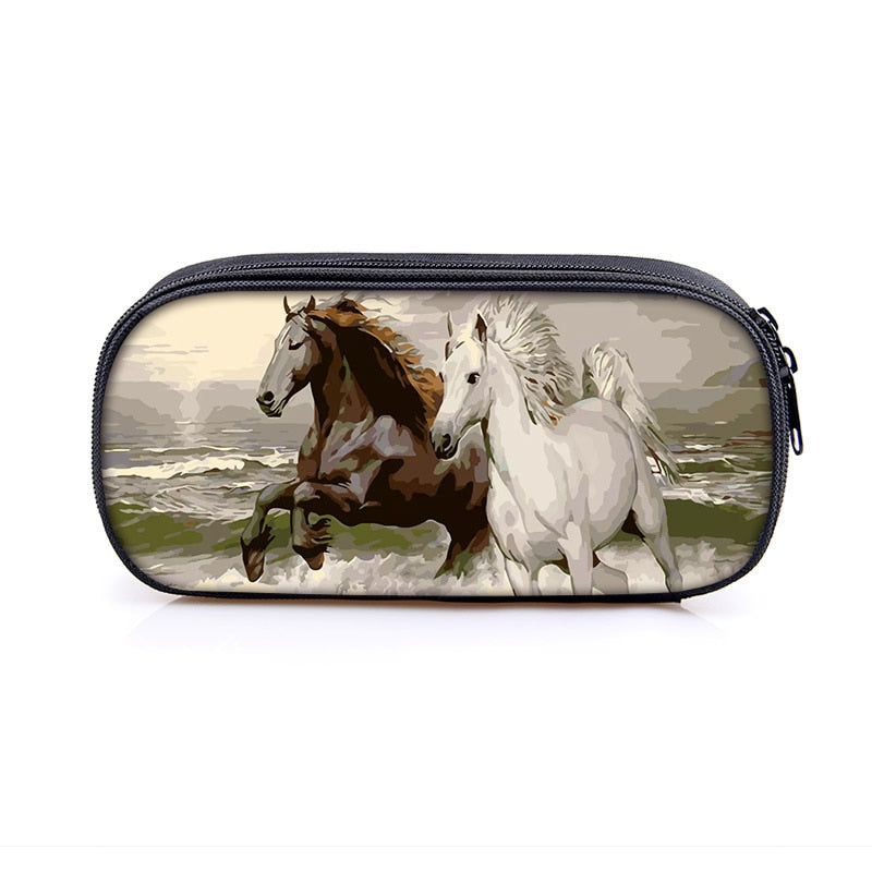 Horse Print Cosmetic Make-up Bag/ Pencil Case