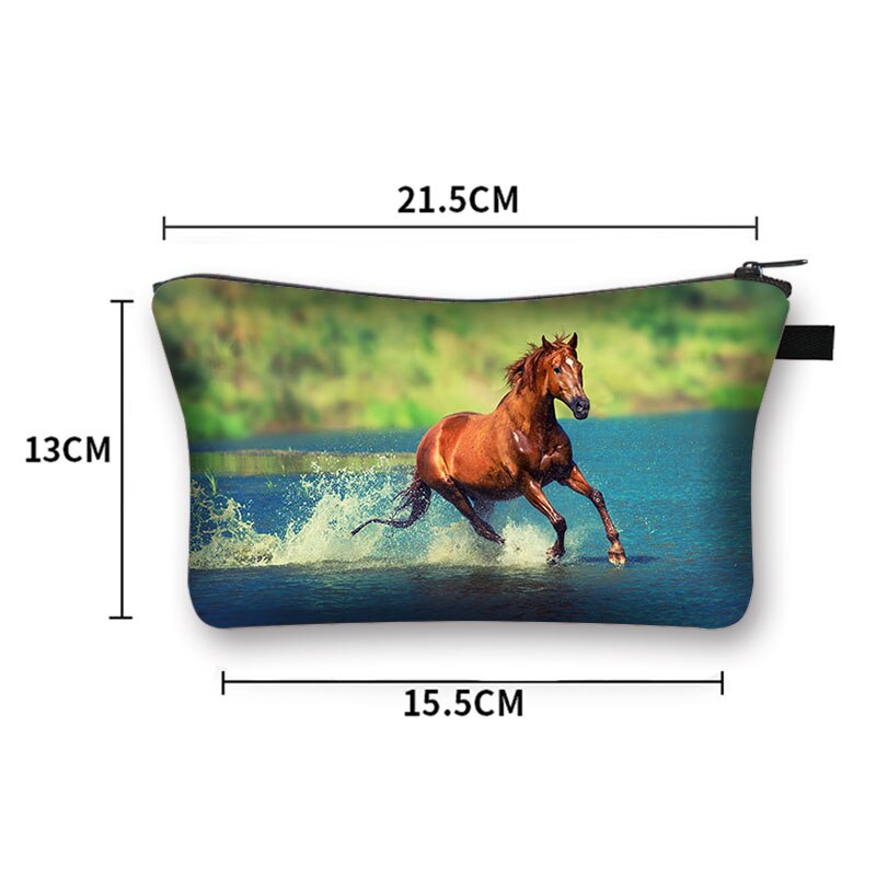 Beautiful Running Horse Print Cosmetic Case Makeup Bags