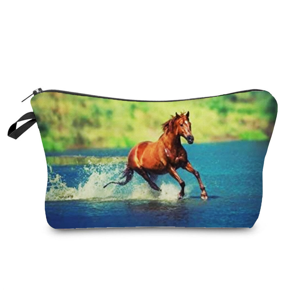 Horse Print Makeup Bag/ Cosmetic Bag/ Pencil Bag