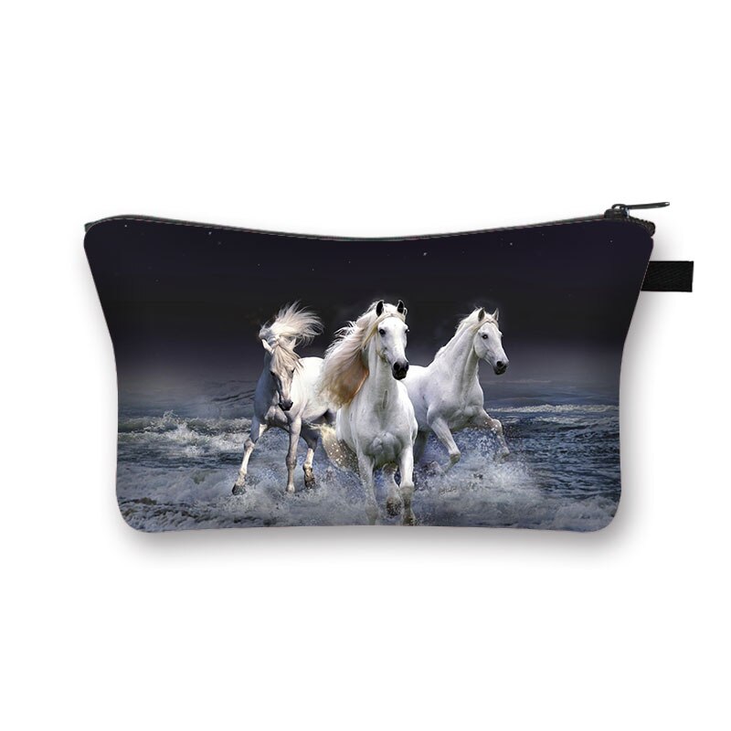 Beautiful Running Horse Print Cosmetic Case Makeup Bags