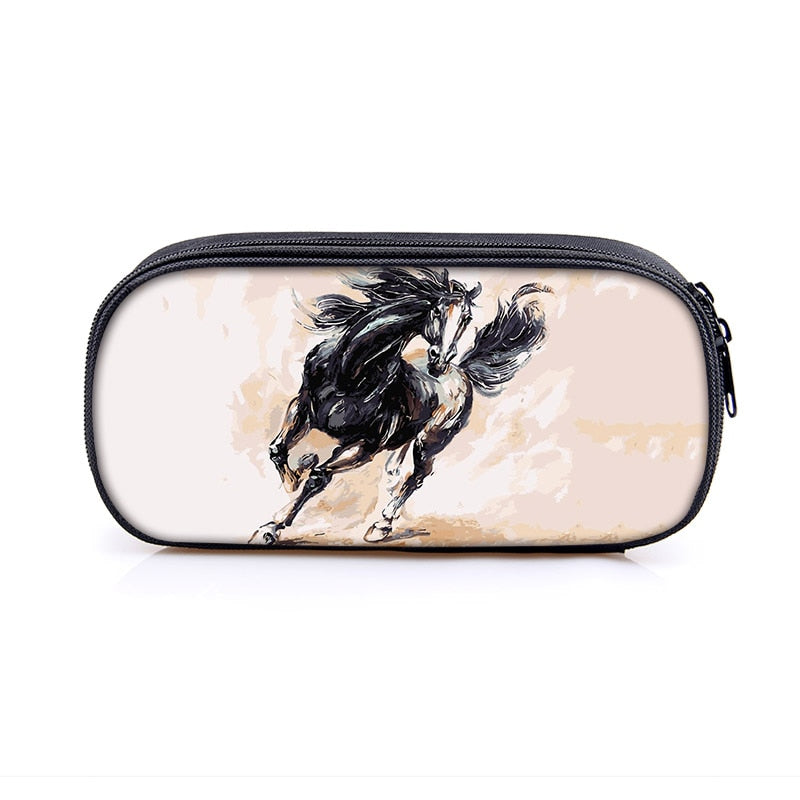 Horse Print Cosmetic Make-up Bag/ Pencil Case