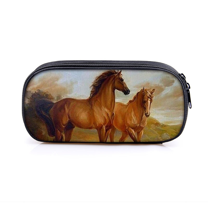 Horse Print Cosmetic Make-up Bag/ Pencil Case