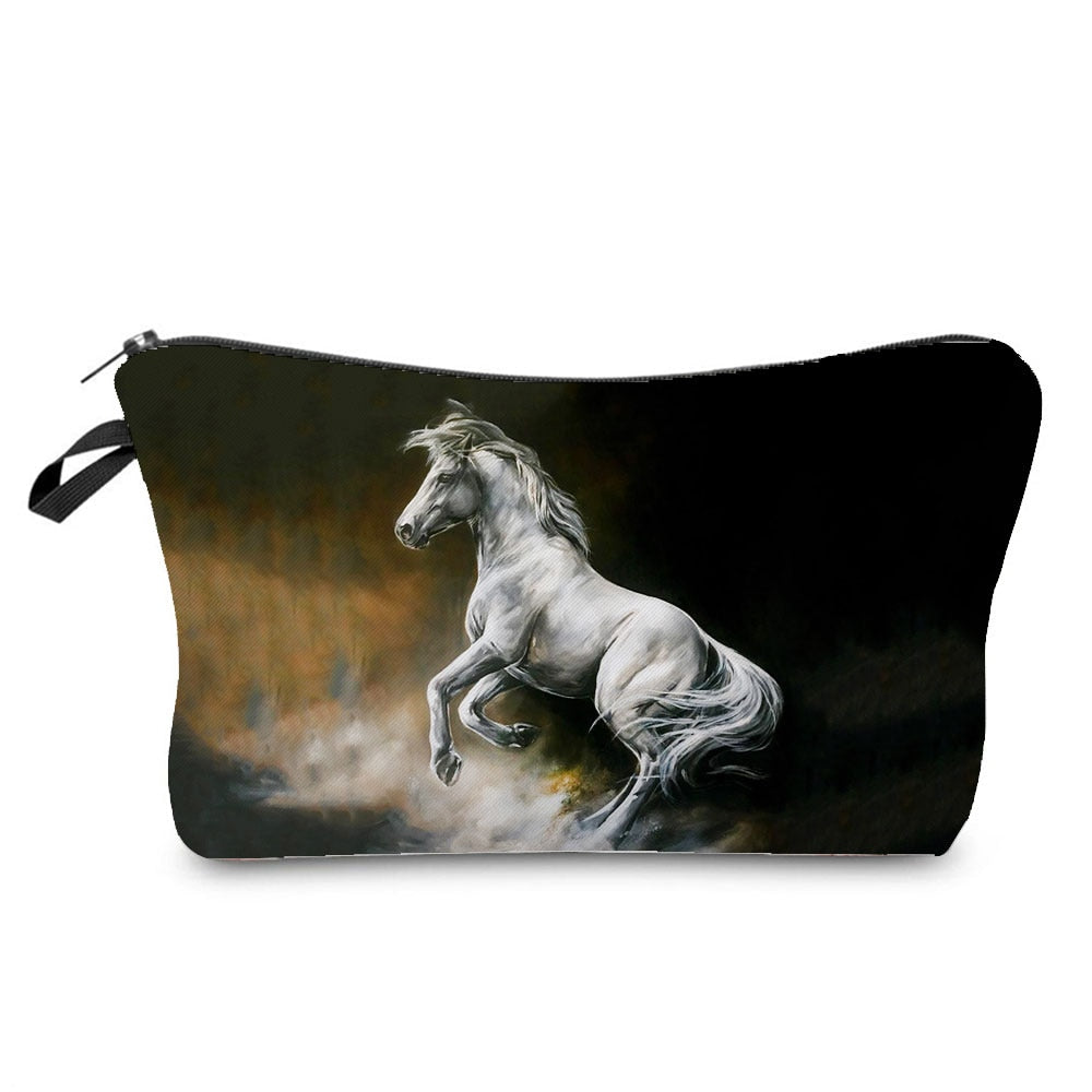 Horse Print Makeup Bag/ Cosmetic Bag/ Pencil Bag