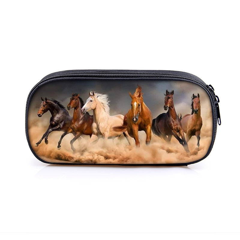 Horse Print Cosmetic Make-up Bag/ Pencil Case