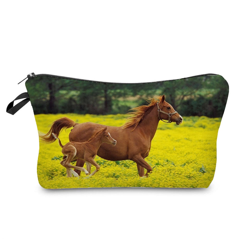 Horse Print Makeup Bag/ Cosmetic Bag/ Pencil Bag