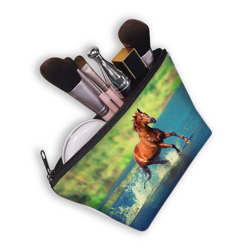 Beautiful Running Horse Print Cosmetic Case Makeup Bags