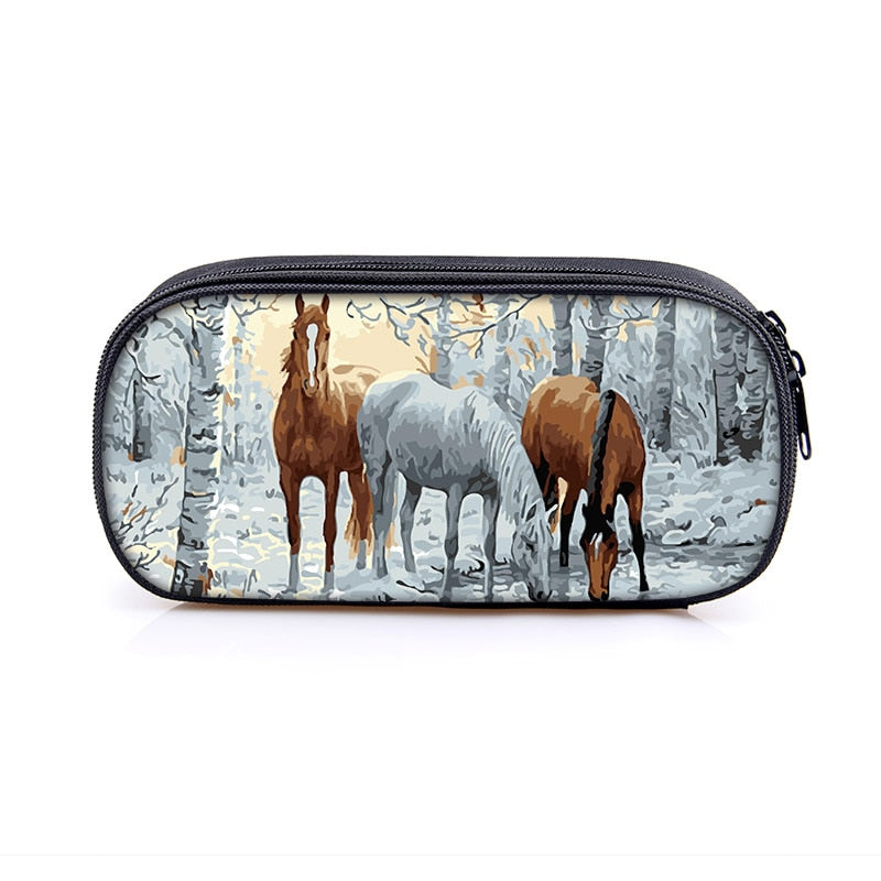 Horse Print Cosmetic Make-up Bag/ Pencil Case