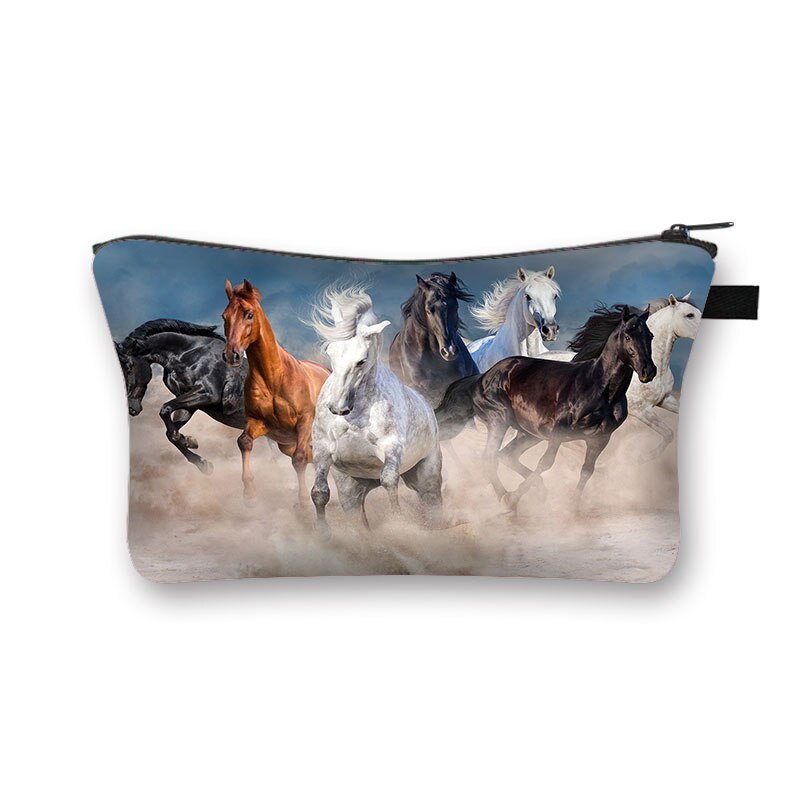 Beautiful Running Horse Print Cosmetic Case Makeup Bags