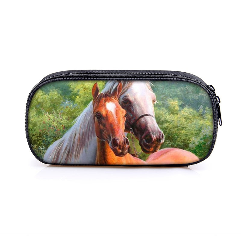 Horse Print Cosmetic Make-up Bag/ Pencil Case