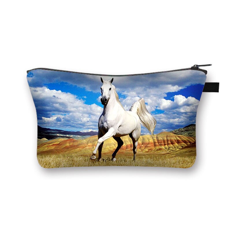 Beautiful Running Horse Print Cosmetic Case Makeup Bags