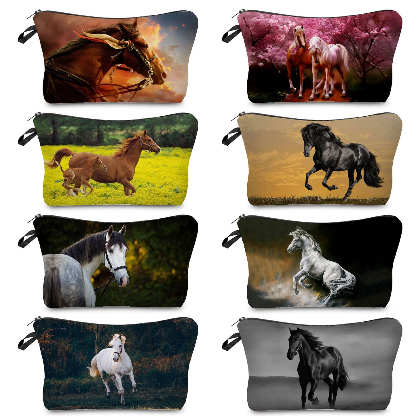 Horse Print Makeup Bag/ Cosmetic Bag/ Pencil Bag