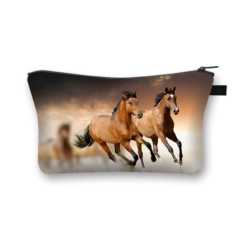 Beautiful Running Horse Print Cosmetic Case Makeup Bags