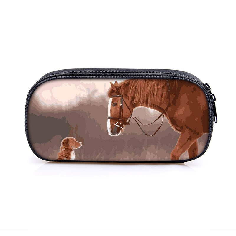 Horse Print Cosmetic Make-up Bag/ Pencil Case