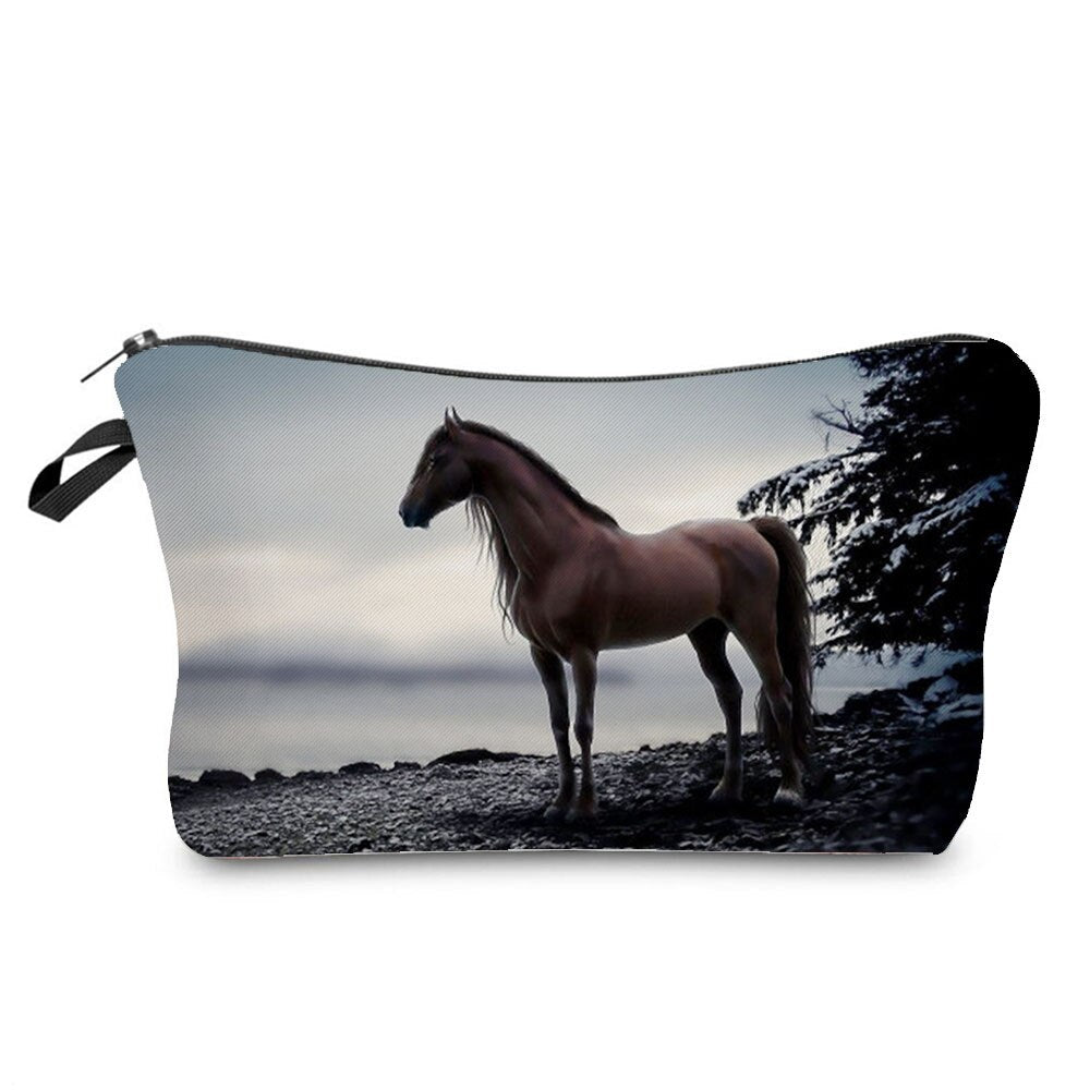 Horse Print Makeup Bag/ Cosmetic Bag/ Pencil Bag