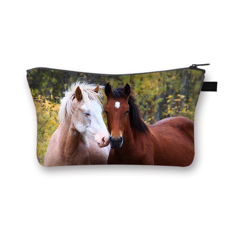 Beautiful Running Horse Print Cosmetic Case Makeup Bags