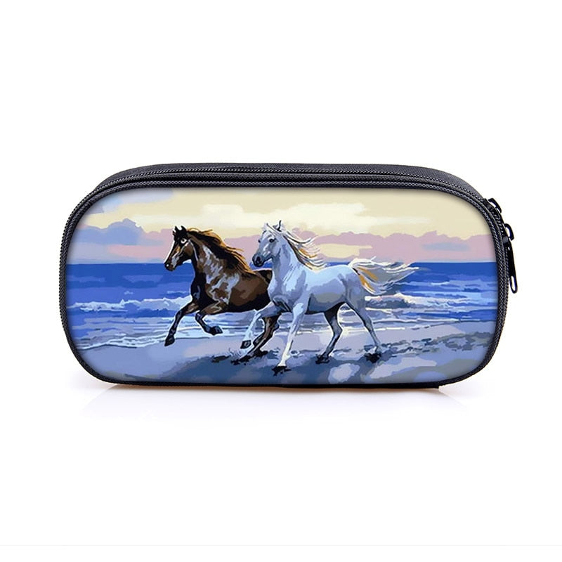 Horse Print Cosmetic Make-up Bag/ Pencil Case