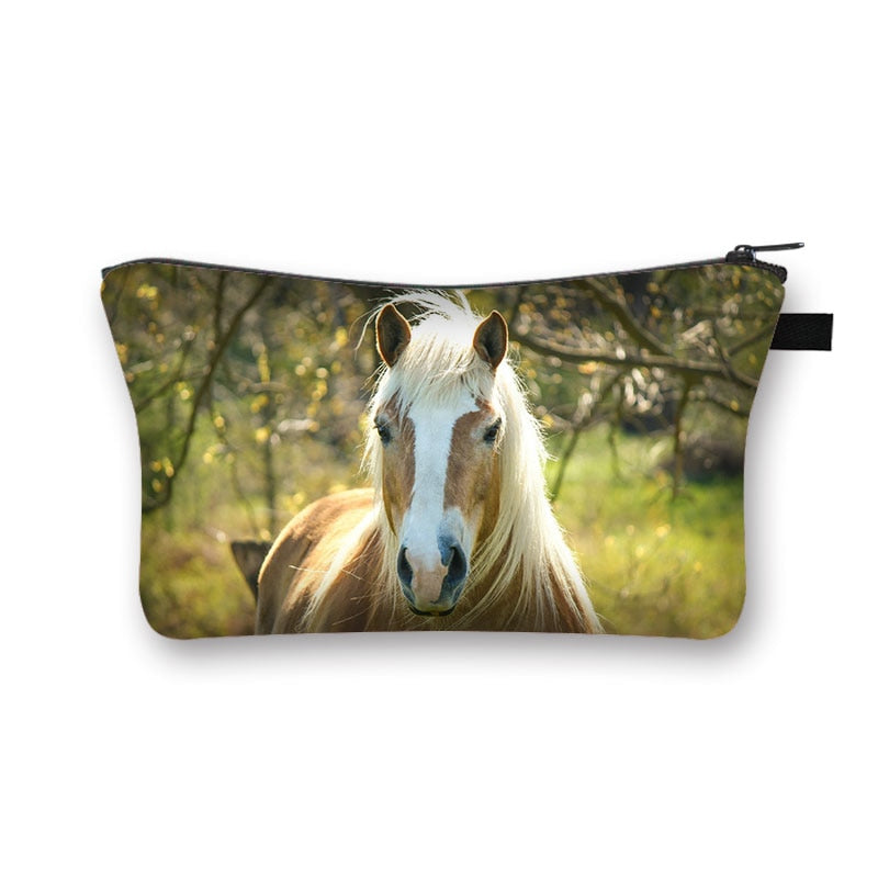 Beautiful Running Horse Print Cosmetic Case Makeup Bags