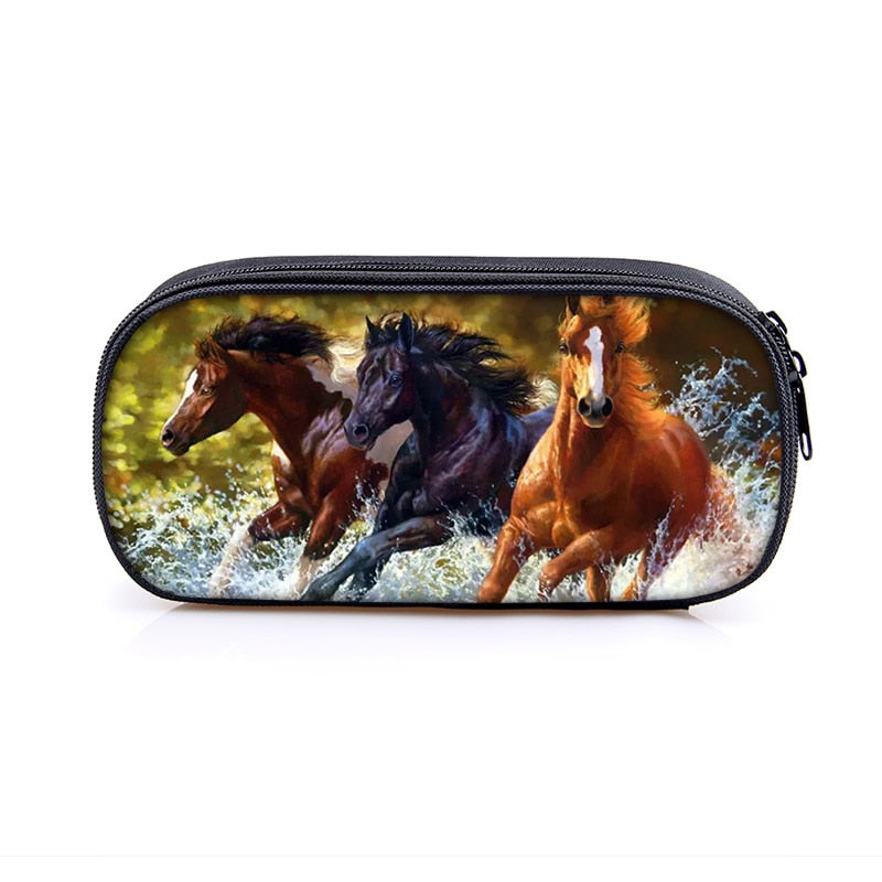 Horse Print Cosmetic Make-up Bag/ Pencil Case