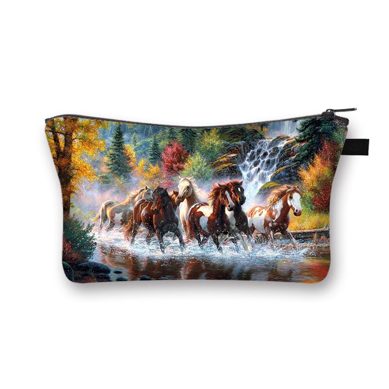 Beautiful Running Horse Print Cosmetic Case Makeup Bags