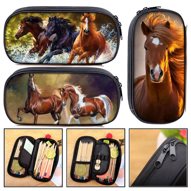 Horse Print Cosmetic Make-up Bag/ Pencil Case