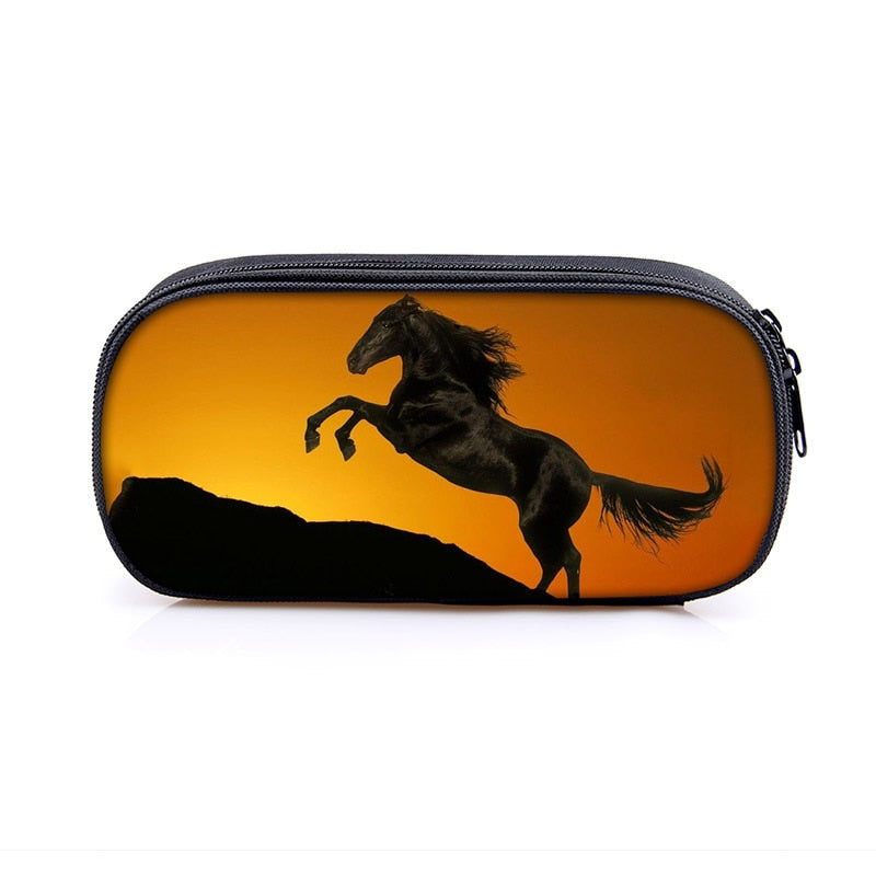 Horse Print Cosmetic Make-up Bag/ Pencil Case