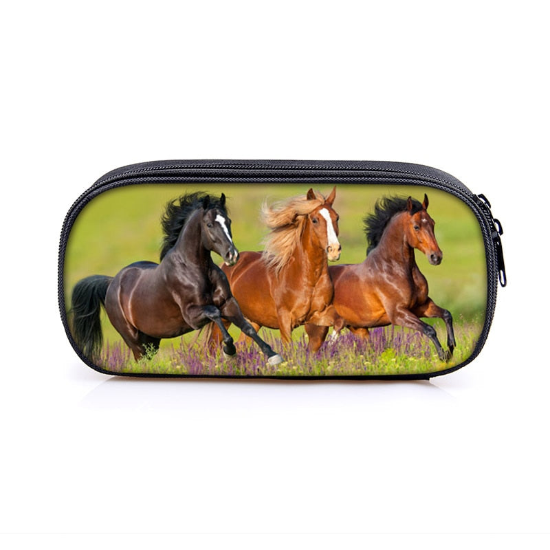 Horse Print Cosmetic Make-up Bag/ Pencil Case