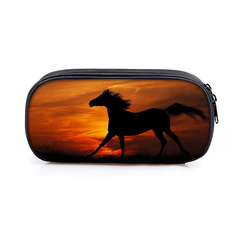 Horse Print Cosmetic Make-up Bag/ Pencil Case