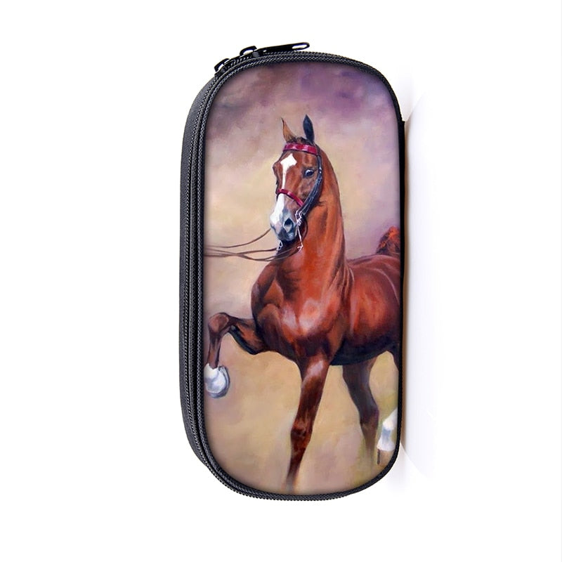 Horse Print Cosmetic Make-up Bag/ Pencil Case