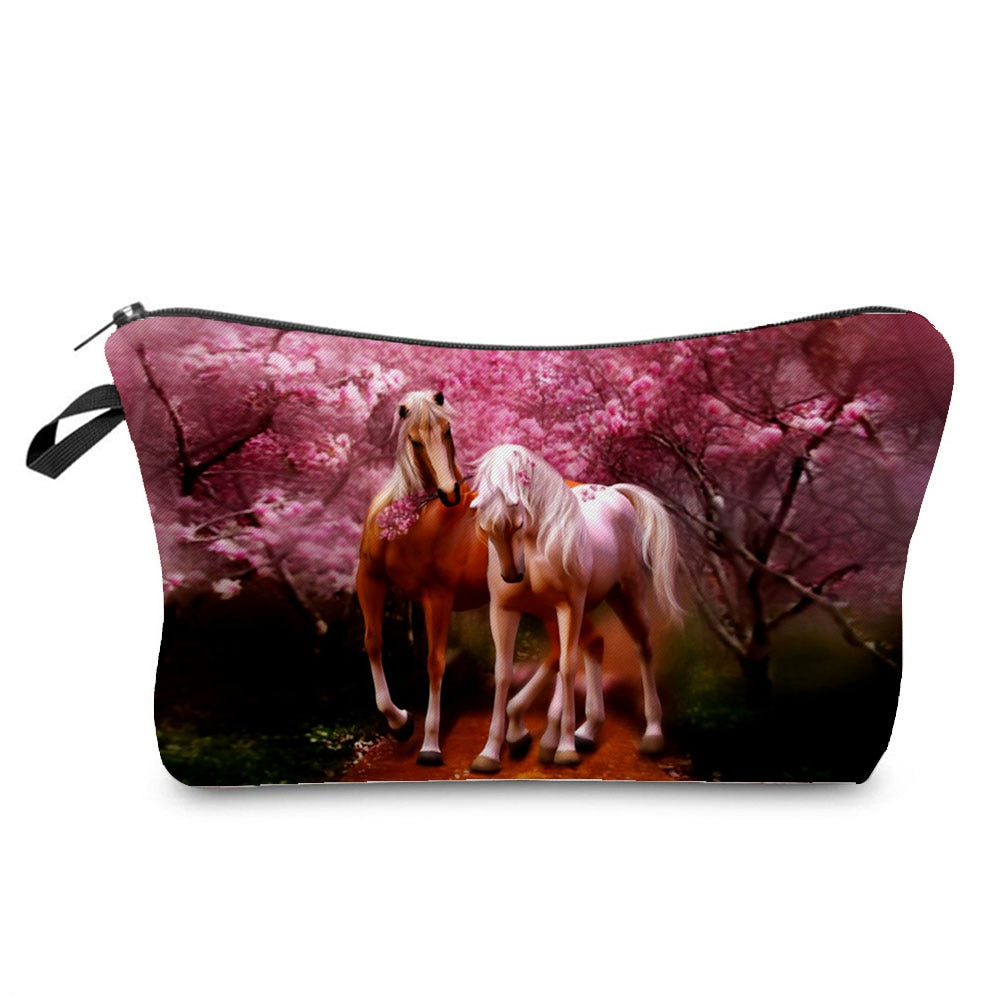 Horse Print Makeup Bag/ Cosmetic Bag/ Pencil Bag